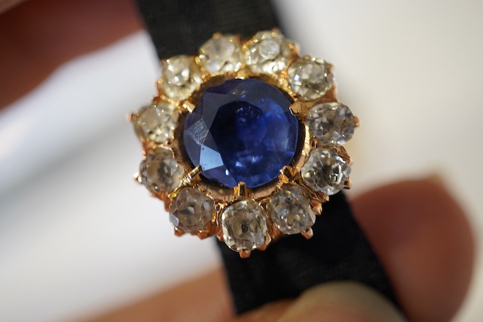A sapphire and diamond slide/pendant, 19th century